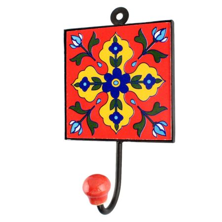 Navy Blue Tiny Flower Ceramic Tile Hook Online